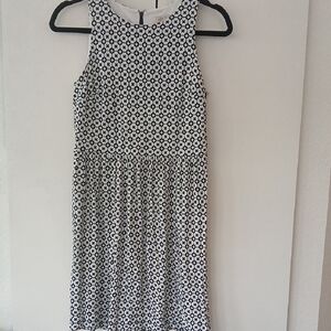 LOFT Black and White Sleeveless Halter Midi Dress